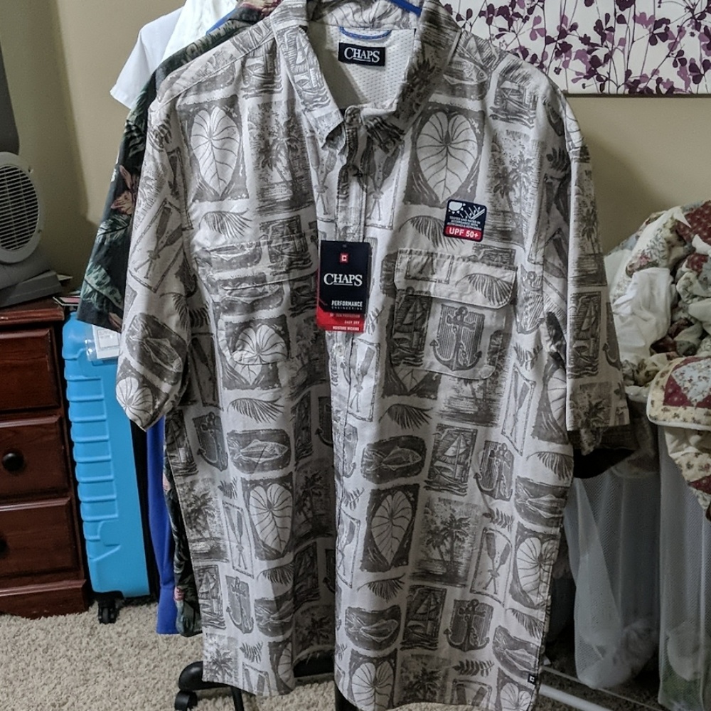 Chaps moisture wicking button-up shirt 2XL new w/t